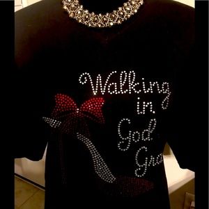 Walking in God Graces Rhinestone T-shirt